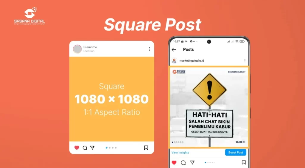 Contoh ukuran postingan square feed instagram
