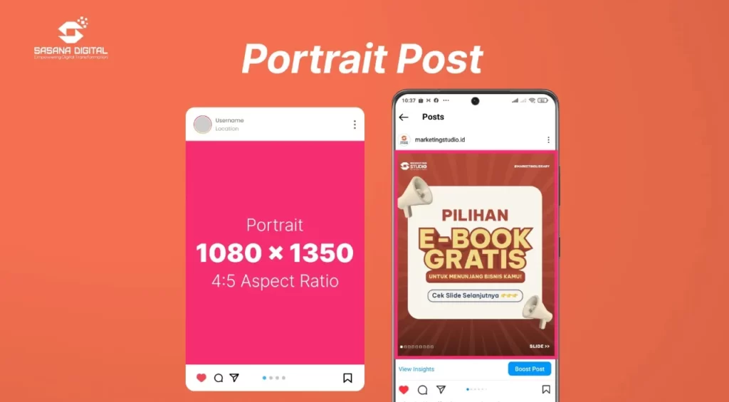 Contoh ukuran postingan portrait feed instagram