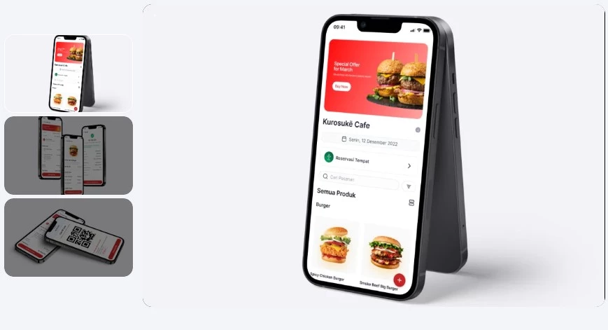 contoh desain aplikasi mobile qr menu & online order