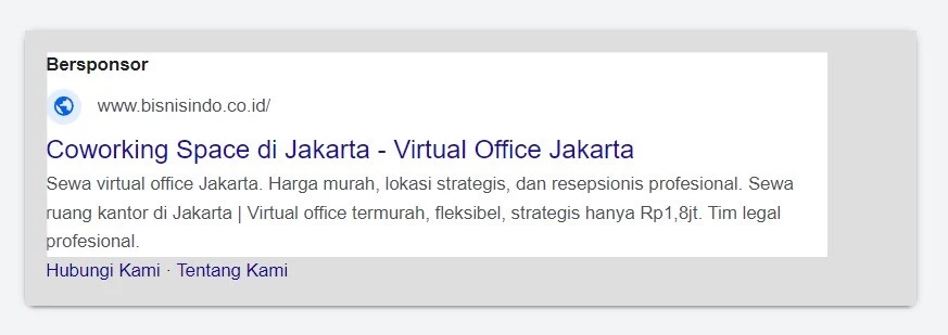 contoh pembuatan google ads untuk PT NBI