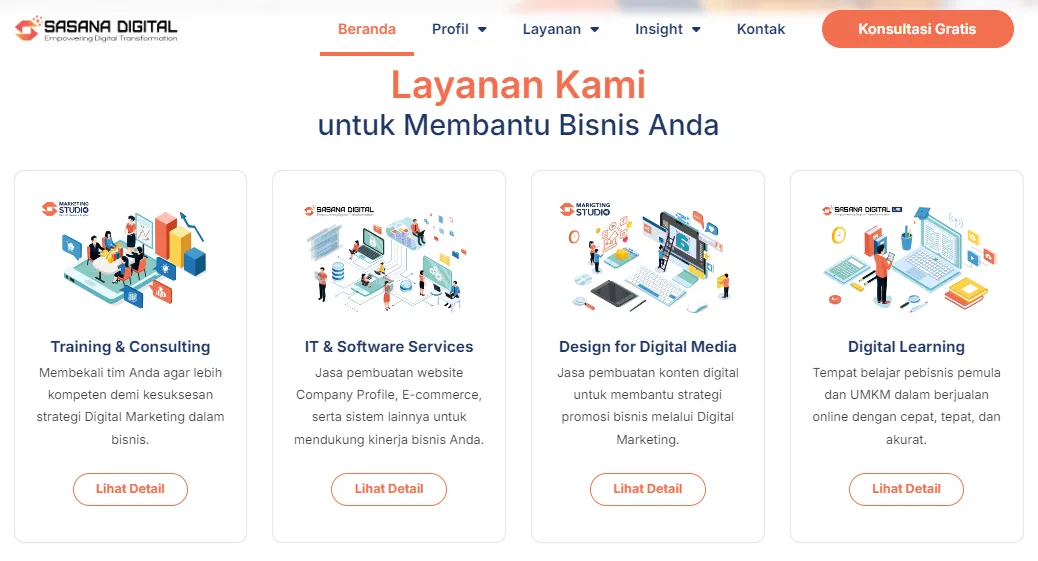 contoh pembuatan website & optimalisasi SEO - Sasana Digital