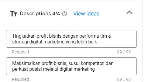 struktur iklan google ads - meta deskripsi