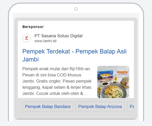 contoh pembuatan google ads untuk Pempek Balap Jambi 2