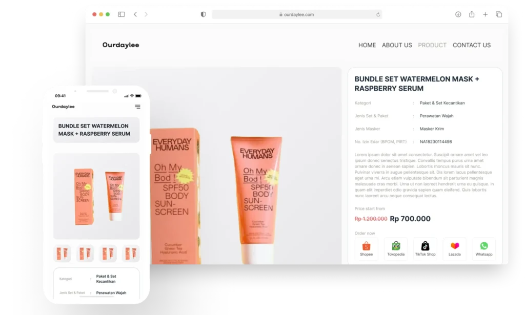 Jasa pembuatan website Ecommerce shop ourdaylee